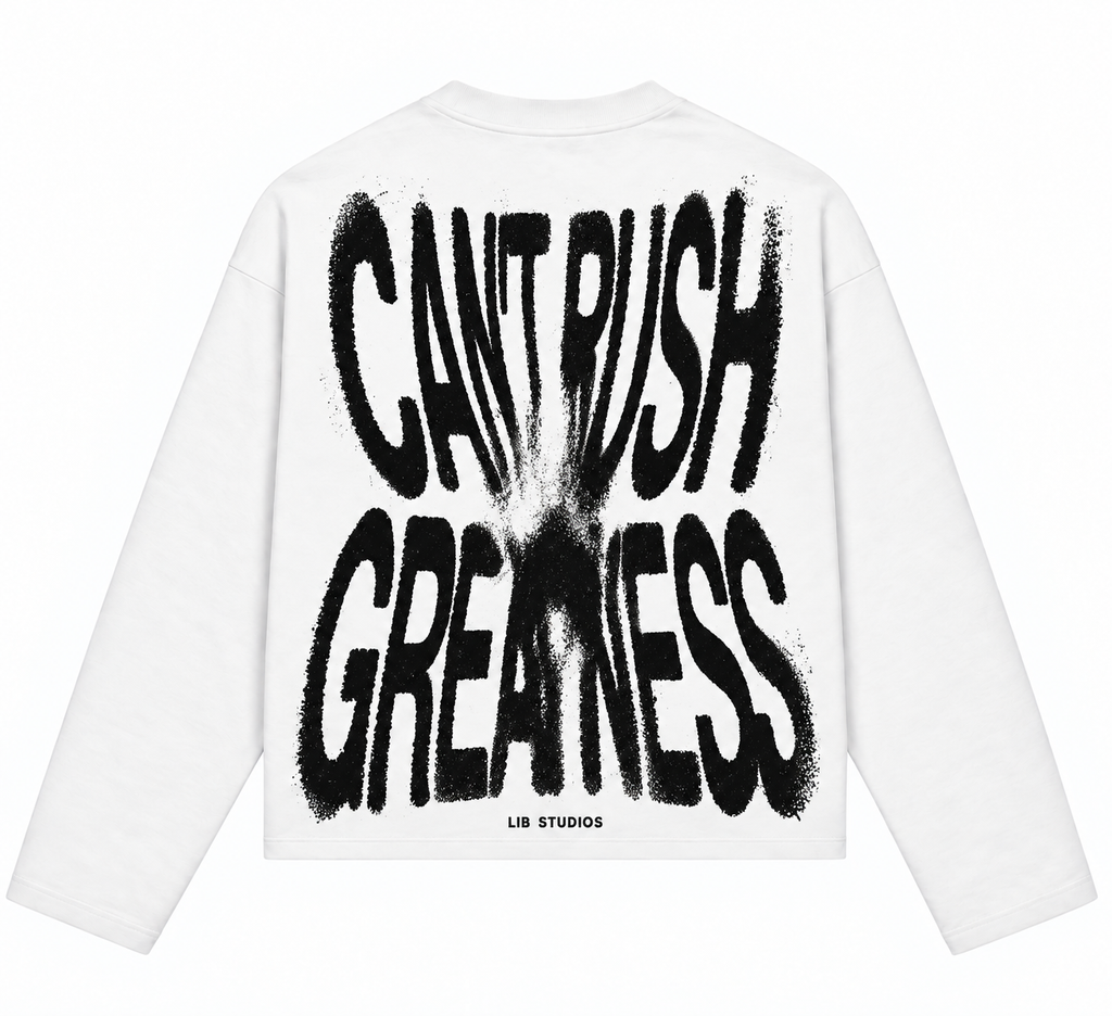 Can’t Rush Greatness Longsleeve – Wit/Zwart