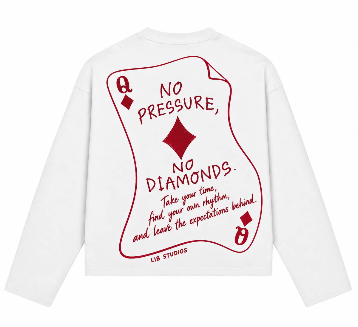 Queen of Diamonds Longsleeve – Wit/Bordeaux