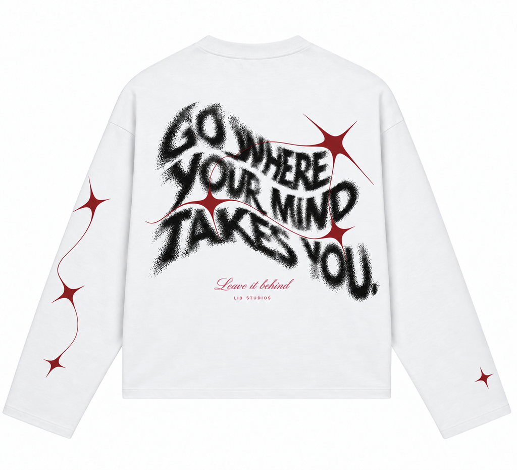 Follow Your Mind Longsleeve – Wit/Bordeaux