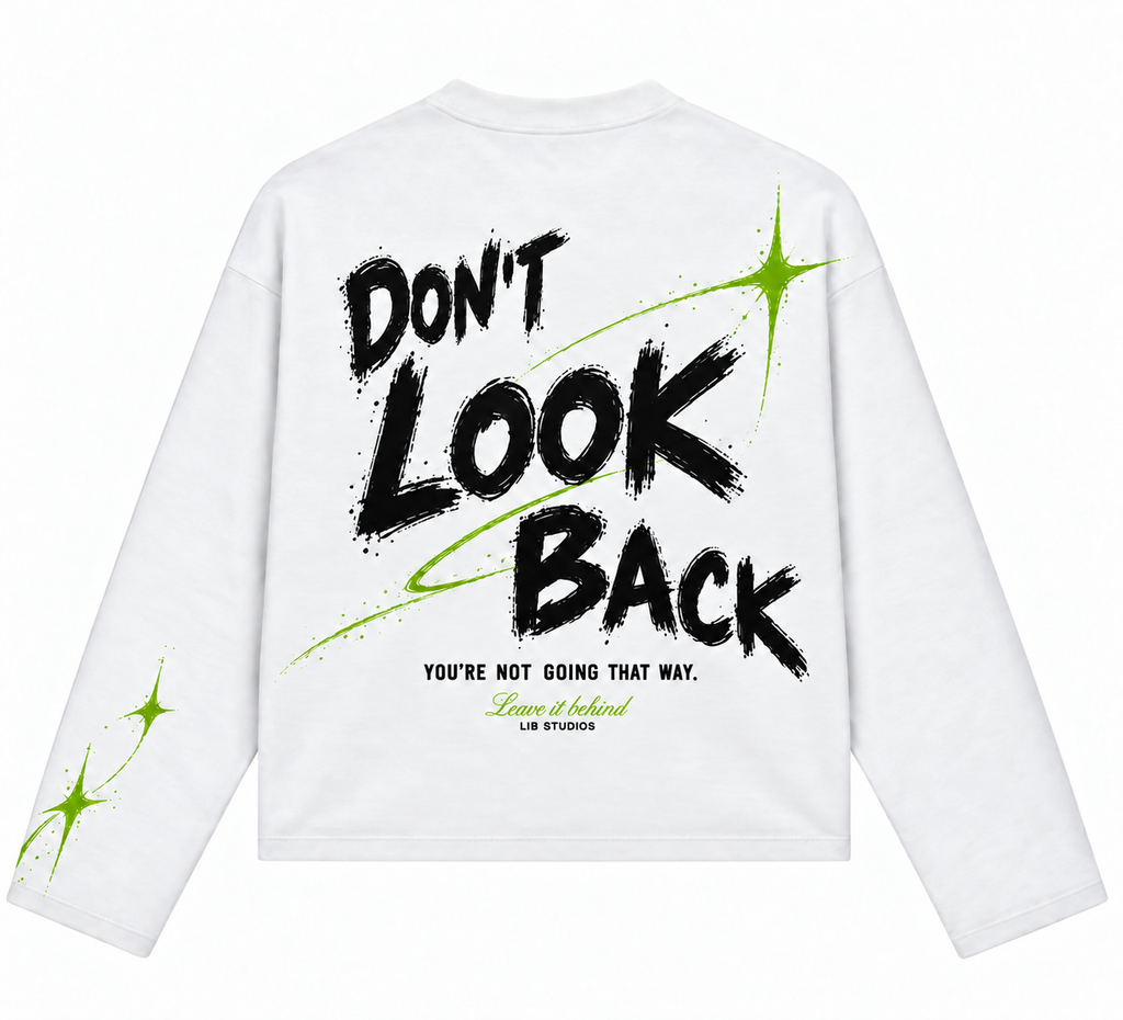 Don’t Look Back Longsleeve – Wit/Lime