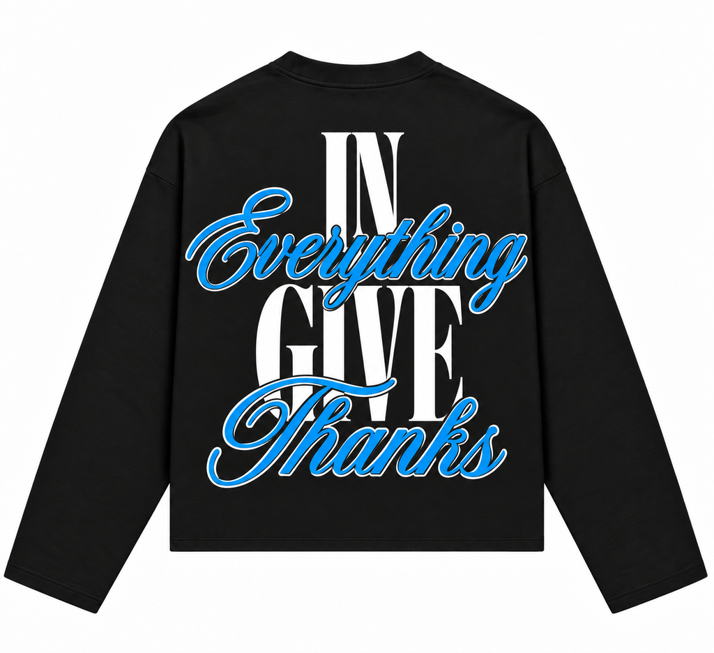 Give Thanks Longsleeve – Zwart/Blauw